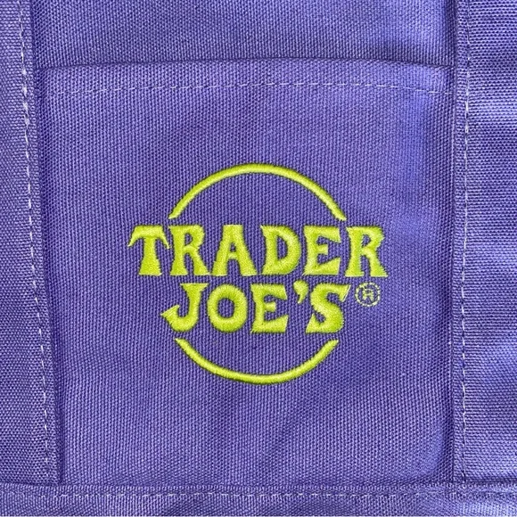 NWT TRADER JOE'S Purple Canvas Tote Bag - Picture 3 of 3